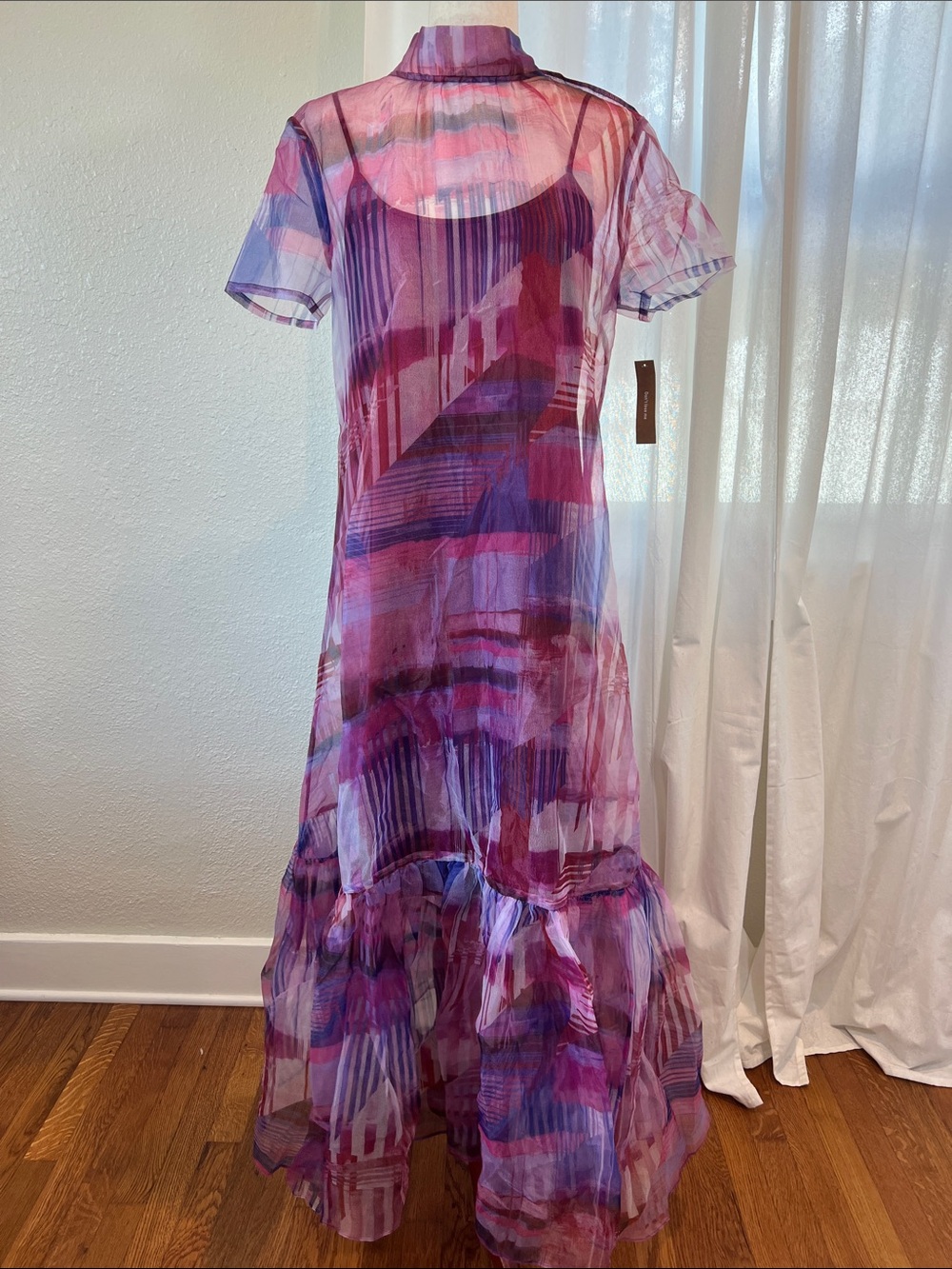Caara for Few Moda Melody Sheer Abstract Print Maxi Dress. Size M. NWT